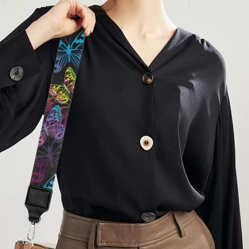 Miniatura 5 de Correa ajustable con estampado de mariposas en acuarela para mujer, correas anchas de moda, correas de guitarra, bolsa de hombro