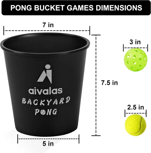 Miniatura 2 de Aivalas Yard Pong Outdoor Games, Giant Yard Games Set with 12 Buckets and Balls for Adults and Family, Toss Game Throwing Games for Beach, Camping