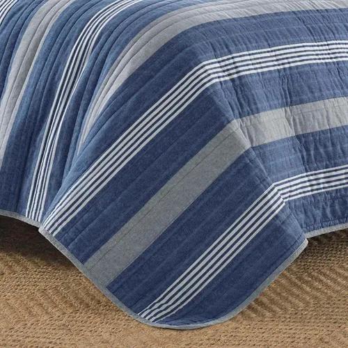 Miniatura 3 de Nautica Juego de edredón individual, ropa de cama reversible con funda a juego, decoración de habitación a rayas, juego de cama ligero, artículos