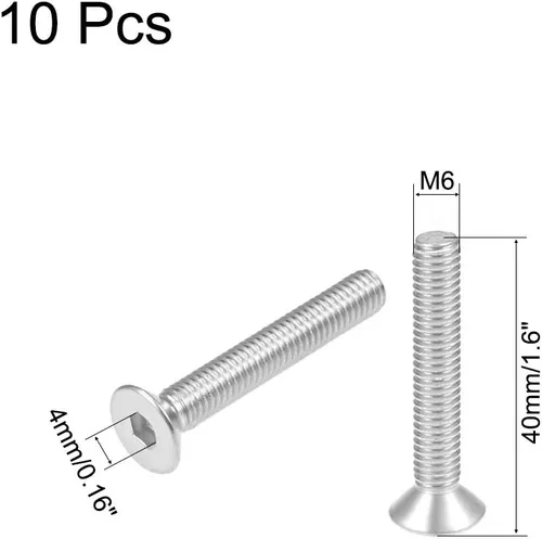 Miniatura 2 de uxcell Tornillos de máquina de cabeza plana M5x30mm Tornillo hexagonal interno 304 pernos de fijación de acero inoxidable 10 piezas