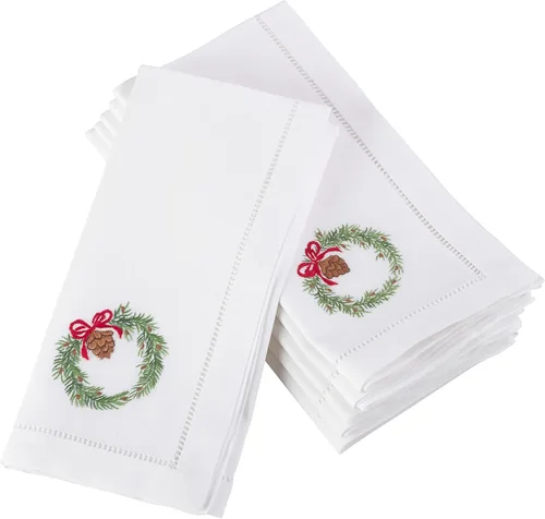 Miniatura 79 de Juego de 6 servilletas bordadas de magnolia hechas a mano con borde cosido