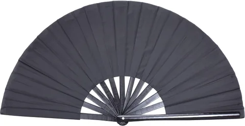 Abanico grande plegable para hombres y mujeres, regalo de baile, tela de nailon de bambú, ventilador de mano negro de 13 pulgadas (bambú negro)