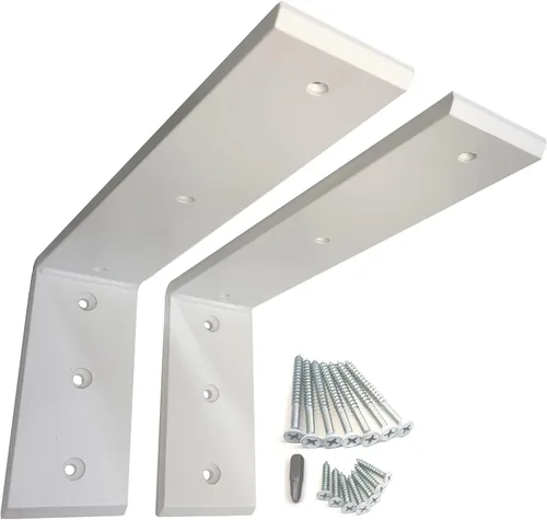 Dmax Soportes en L resistentes para estantes, soportes de encimera, soporte de estante de pared, soportes de repisa | Blanco, 10 x 6 x 2.5 pulgadas