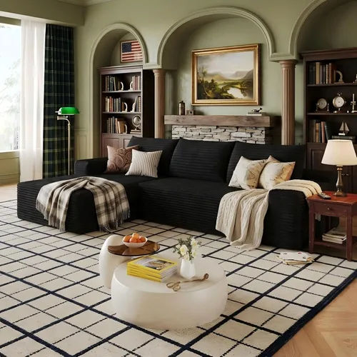 Miniatura 5 de Sofá modular Cloud de 107 pulgadas, sofá modular en forma de L con diván de gran tamaño orientado hacia la izquierda, sofá de pana de asiento