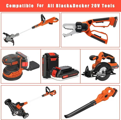 Miniatura 6 de JYJZPB Paquete de 2 baterías de repuesto de 3000 mAh compatibles con batería de litio Black and Decker de 20 V LB20 LBX20, para Black+Decker LBXR20