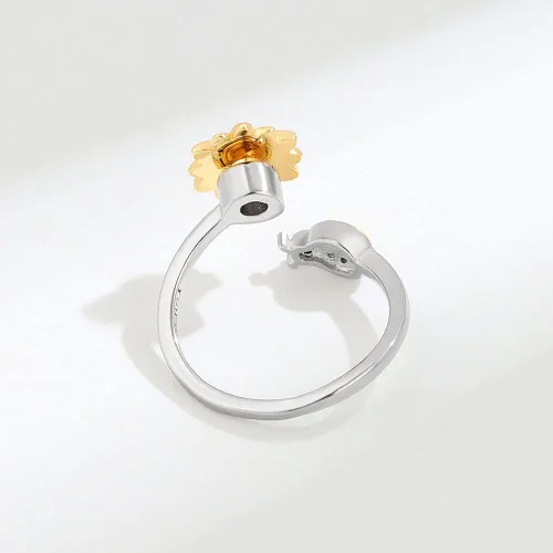 Miniatura 6 de VIFE Anillos de plata esterlina S925 para ansiedad para mujer, anillo abierto ajustable, circonita cúbica 3A, abejagirasol You are My Sunshine