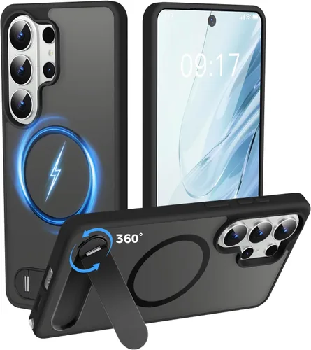 Miniatura 21 de Reukdnv Funda magnética para Galaxy S24 Ultra con soporte de metal duradero, protección contra caídas de grado militar, compatible con MagSafe