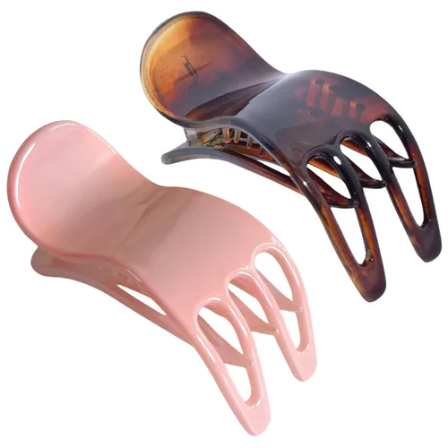Miniatura 17 de Parcelona French Simply Bear Paw - Juego de 2 pinzas de acetato de celuloide mediano de 3 pulgadas para yoga y yoga (blanco y negro)