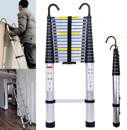 Miniatura 10 de Escalera telescópica plegable de aluminio 5+6 con pasamanos, pedal ancho de seguridad, carga máxima de 330 libras, plegable, fácil de almacenar