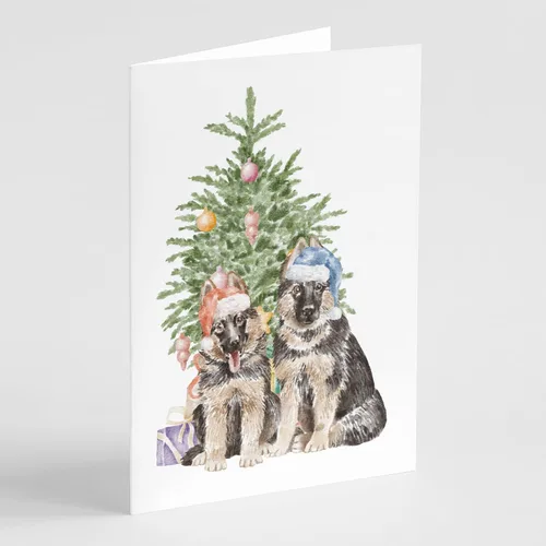 Miniatura 13 de Caroline's Treasures CK8213GCA7P Bulldog, Bulldog Inglés #2 - Tarjetas de felicitación y sobres de árbol de Navidad, paquete de 8 tarjetas en blanco