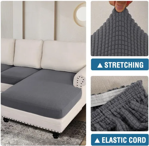 Miniatura 7 de H.VERSAILTEX Fundas para Sofá Seccional de 4 Piezas, Fundas de Cojines de Asiento de Sofá en Forma de L, Fundas de Cojines Separadas para Sofá