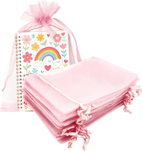 Miniatura 10 de Bolsas de regalo de organza de 5 x 7 pulgadas con cordón para joyas, dulces, flores de lavanda secas, 100 bolsitas rojas, bolsa de malla de tela