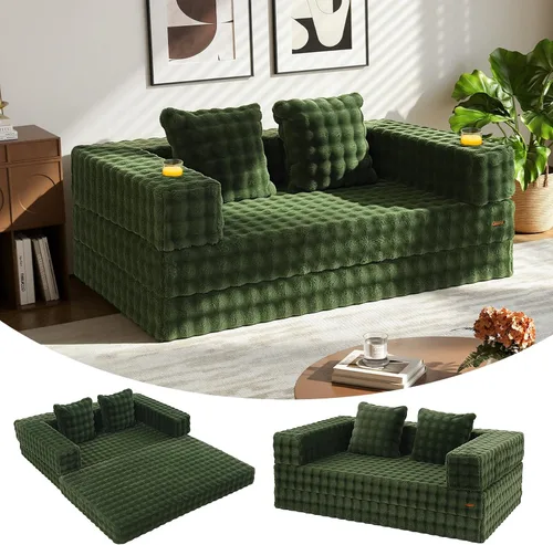 Miniatura 45 de COMAX Sofá cama futón, sofá cama convertible 4 en 1, sofás deshuesados para sala de estar, sofá biplaza plegable pequeño plegable que ahorra Gris