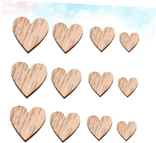 Miniatura 3 de EXCEART 400 piezas de adornos de estrella de madera, adornos colgantes de madera, corazones colgantes de madera, adornos de corazón de madera, Como