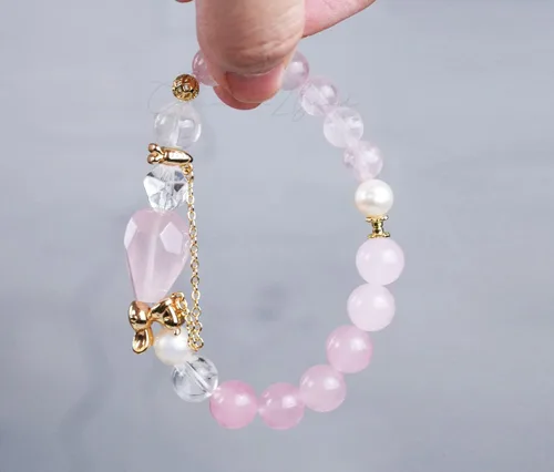 Miniatura 224 de Precious Gemstone Natural Crystal Healing Bracelet, Rutilated Quartz, Moonstone, Quartz Handmade Original Design Bracelet