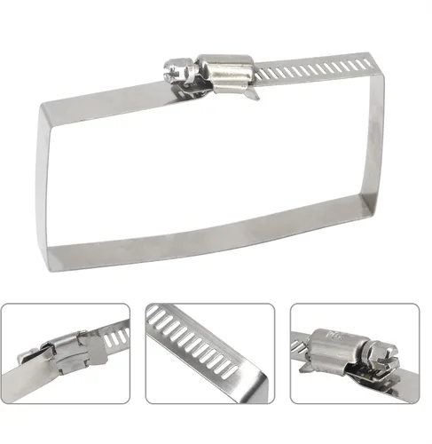 Miniatura 5 de Paquete de 10 abrazaderas cuadradas de acero inoxidable 304 de 1.969 x 1.969 in para tubo de cable rectangular