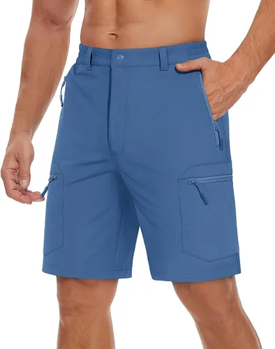 TACVASEN Pantalones cortos tipo cargo para hombre, de secado rápido, con 5 bolsillos, resistentes al agua, para golf, pesca, viajes, carga