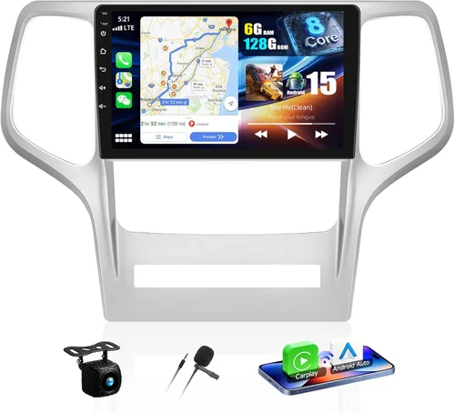 Miniatura 9 de [4+128G] Android 15 Radio de coche estéreo para Jeep Grand Cherokee WK 2008-2013 con Carplay inalámbrico y Android Auto, radio de coche de 9