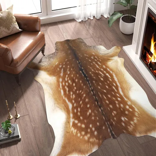 Miniatura 15 de Alfombra de Piel de Vaca Sintética Grande 8x10 pies – Alfombra de Área Suave Antideslizante de Piel de Vaca con Estampado Animal Occidental