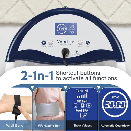 Miniatura 3 de Máquina de desintoxicación iónica de baño de pies, limpieza iónica de baño de pies, pantalla LED spa con cinturón calentado, correa de muñeca