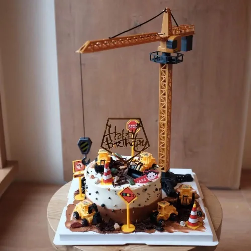 Miniatura 6 de Decoración para tartas de construcción, grúa grande, excavadora, tráfico, señales de tráfico, decoración de pasteles, suministros de fiesta