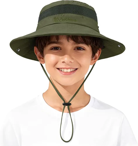 Miniatura 16 de Zando Sombrero de sol para niños al aire libre, UPF 50+, impermeable, sombrero de pescador para niños y niñas, ala ancha, resistente al viento