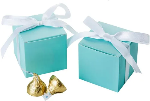 Miniatura 21 de AWELL Caja de dulces de regalo rosa a granel de 2 x 2 x 2 pulgadas con cinta rosa caja de favor de fiesta, paquete de 50 Caja rosa con cinta rosa