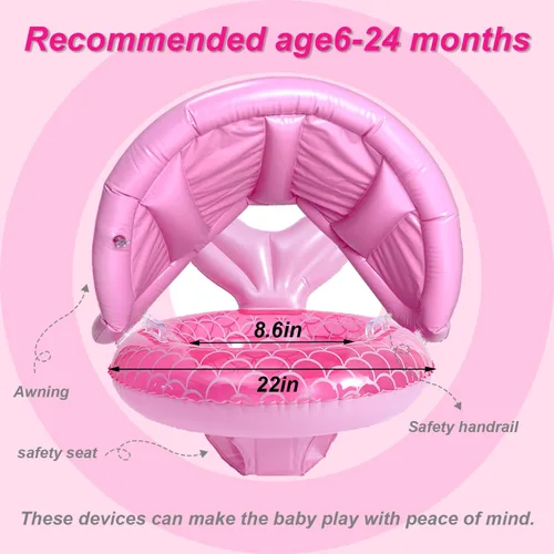 Miniatura 4 de ZEYGLXC Flotadores de piscina para bebés de 6 a 48 meses, anillo inflable de natación con asiento y asa para bebés y niños pequeños, entrenamiento