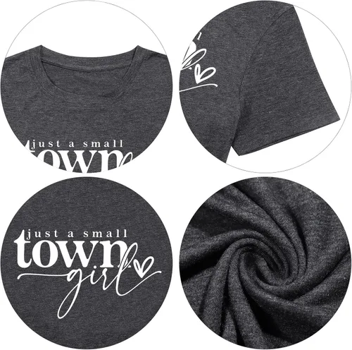 Miniatura 4 de Country Music Shirt Women Small Town Girl Shirt Vintage Letter Graphic Tee Tops Casual Short Sleeve Tops