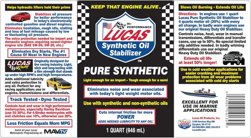 Miniatura 4 de Lucas Oil 10130 Estabilizador de aceite sintético puro, 1 cuarto de galón (paquete de 2)