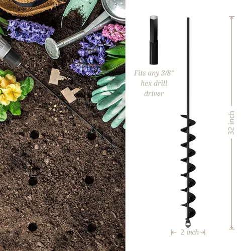 Miniatura 4 de K-Brands Paquete de brocas para plantar – 1.6 x 16 pulgadas y 3.5 x 16 y 2 x 32 pulgadas – Taladro de agujero en espiral de jardín y maceta