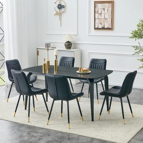 Miniatura 25 de Modern Dining Table Set for 4,50" Sintered Stone Table Set for 4,Marble Dining Table Set of 4 with Upholstered Chair,5 Piece Rectangular Dining Room