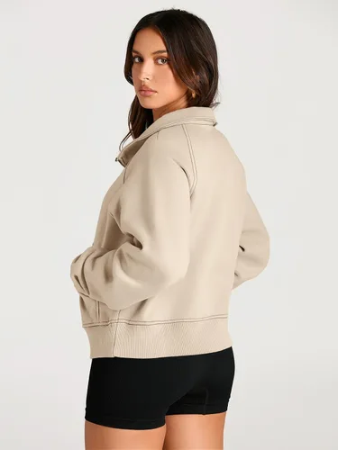 Miniatura 5 de AUTOMET Sudaderas con media cremallera para mujer, sudadera corta de vellón con cremallera de un cuarto, sudaderas con capucha para el otoño, a