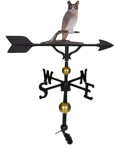 Miniatura 2 de Montague Metal Products Veleta de 32 pulgadas con adorno de búho negro satinado