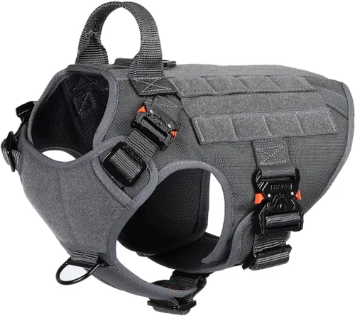 ICEFANG Arnés táctico para perro con 4 hebillas de metal, chaleco, equipo para transportar carga, ligero y modular para perro con asa, sin correa de