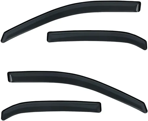 Miniatura 3 de 4 unidades de deflector de lluvia para ventana frontal y trasera en estilo de montaje en canal, tinte de humo oscuro acrílico modificado para Chevy