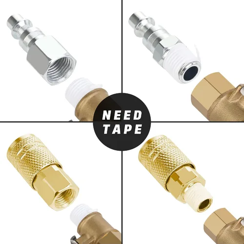 Miniatura 4 de Accesorios de manguera para compresor de aire, tamaño de flujo de 1/4 de pulgada, tamaño de rosca hembra NPT de 1/4 de pulgada, material de latón