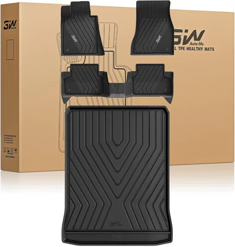 Miniatura 22 de 3W - Alfombrillas de piso para automóvil, para todo tipo de clima, de elastómero termoplástico (TPE), juego completo para 1ª y 2ª filas, color negro