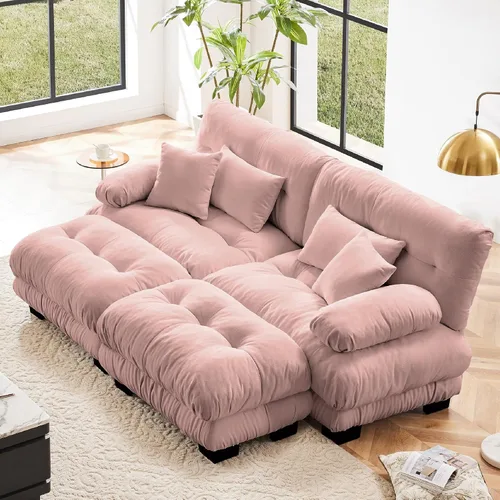 Miniatura 37 de KEIKI Sofá modular de 94 pulgadas con 4 almohadas, cómodo juego de sofá biplaza Cloud para sofá de asiento profundo suave y profundo, sofá biplaza