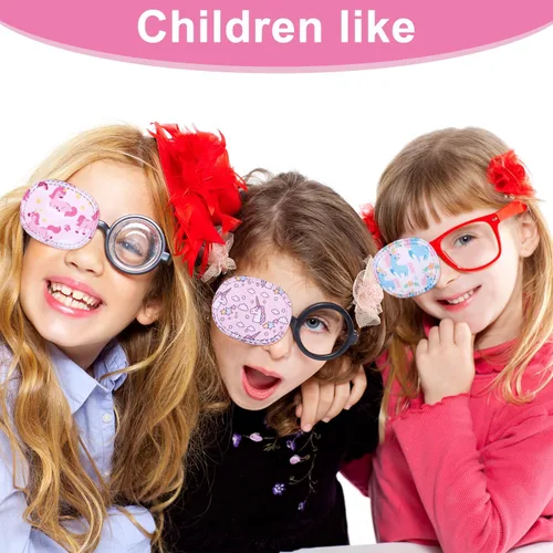 Miniatura 5 de 8 parches de unicornio para niños, 8 estilos ajustables, lindo diseño de unicornio rosa, parches reutilizables para niños pequeños, para ambliopía