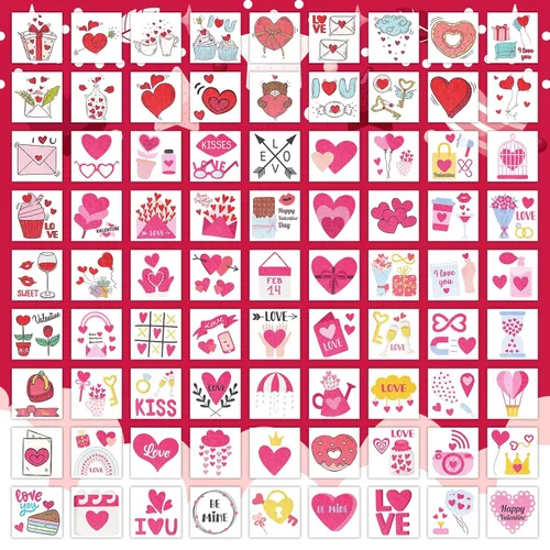 Miniatura 3 de EMOME 204 tatuajes con purpurina de San Valentín para niños, envueltos individualmente, tatuajes temporales para niñas, lindos tatuajes temporales