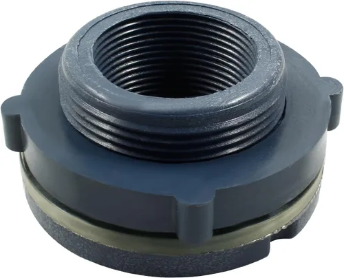 1 pieza NPT1 1/2 PVC Mamparo, Conector de Tanque de Agua de Plástico de 1 1/2 Pulgadas Roscados a Través de Tubo para Barriles de Lluvia, Acuarios,