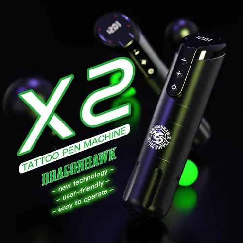 Miniatura 2 de Dragonhawk Kit de pistola de tatuaje Kit de tatuaje inalámbrico para principiantes, kit completo de máquina de tatuaje, fuente de alimentación