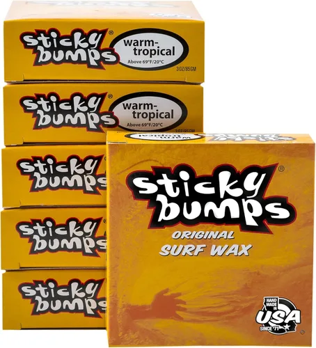 Sticky Bumps Warm/Tropical Surf Wax | Long-Lasting Surfboard Wax | Great Bump Building for Surfing | Non-Toxic, Nature-Safe | Warm Water Surf Wax