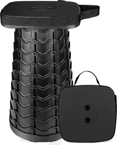 Taburete plegable mejorado Outward Gear resistente con capacidad de carga de 550 libras, plegable, portátil, telescópico, para camping, viajes, Negro
