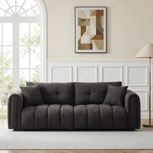 Miniatura 11 de Boucle Living Room Chairs, Modern Comfy Reading Armchair with Lumbar Pillow for Bedroom, Apartment, Office, 450 LBS Capacity, Beige