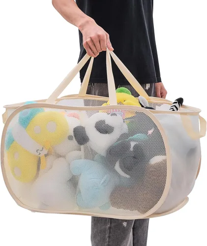 Miniatura 5 de Cesta organizadora de juguetes grande para niños, niñas, contenedores plegables de almacenamiento de juguetes con divisores y 2 asas resistentes