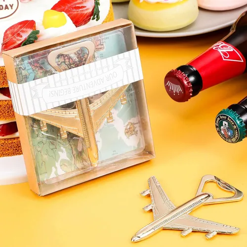Miniatura 2 de 50 piezas de abrebotellas de avión con caja, regalos de fiesta de boda, baby shower, aviación para viajes pilotos, abrebotellas de cerveza