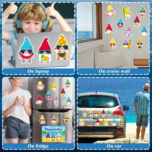 Miniatura 6 de 12 piezas de decoraciones grandes para puertas de crucero, imanes magnéticos de playa de verano, crucero, refrigerador, buzón de automóvil
