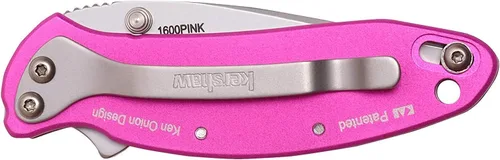 Miniatura 5 de Kershaw Cuchillo de bolsillo rosa cebollino, hoja de acero 420HC de 1.9 pulgadas, mango de acero inoxidable 410, apertura asistida con aleta